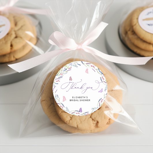 Elegante Lavendel Bruidsmeisjesfeest Bedankt Ronde Sticker