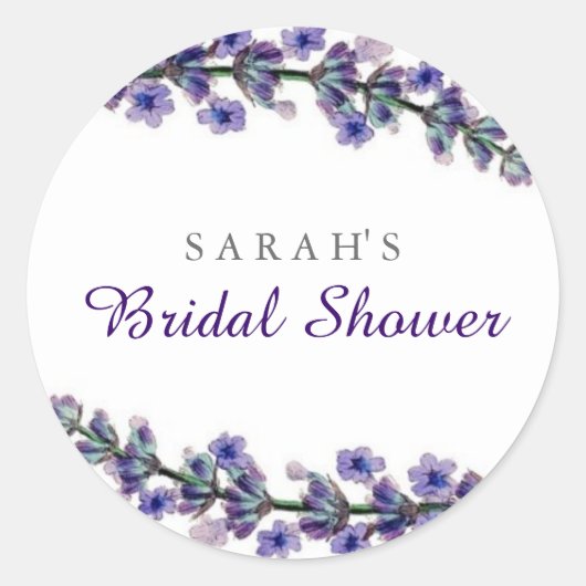 Elegante lavendel bruidsuitnodiging sticker (Voorkant)
