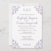 Elegante  Lavendel bruiloft uitnodigingen (Voorkant)