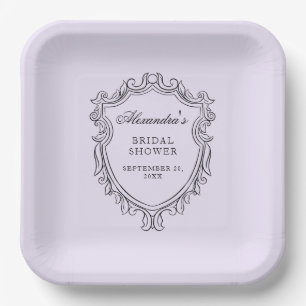 Elegante Lavendel Bruiloftsfeest Papieren Bordje
