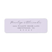 Elegante Lavendel Calligrafie Etiket (Voorkant)