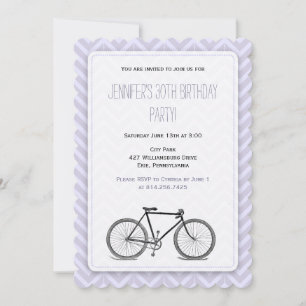 Elegante Lavendel Chevron  Fietsverjaardag Kaart