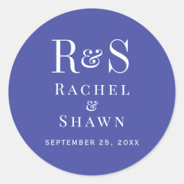 Elegante Lavendel Chic Moderne Monogram Huwelijk Ronde Sticker