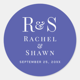Elegante Lavendel Chic Moderne Monogram Huwelijk Ronde Sticker