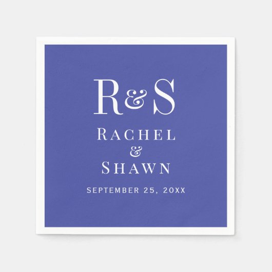Elegante Lavendel Chic Moderne Monogram Huwelijk Servet (Voorkant)