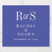 Elegante Lavendel Chic Moderne Monogram Huwelijk Sparkling Wijnetiket (Enkel label)