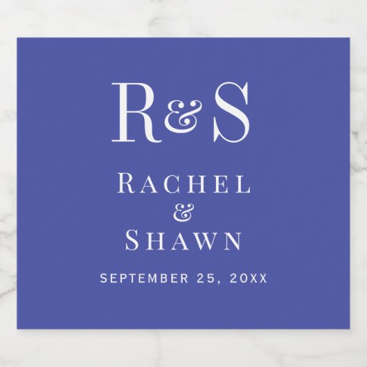 Elegante Lavendel Chic Moderne Monogram Huwelijk Sparkling Wijnetiket (Enkel label)