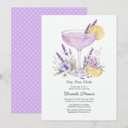 Elegante Lavendel Cocktail Bloemrijke Bruidsborrel Kaart