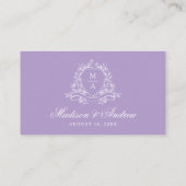 Elegante Lavendel Crest Wedding Website QR Code Informatiekaartje (Achterkant)