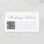 Elegante Lavendel Crest Wedding Website QR Code Informatiekaartje (Voorkant)
