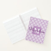 Elegante Lavendel  Damask Monogram & Naam Notitieboek (Binnen)