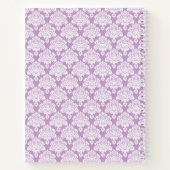 Elegante Lavendel  Damask Monogram & Naam Notitieboek (Achterkant)