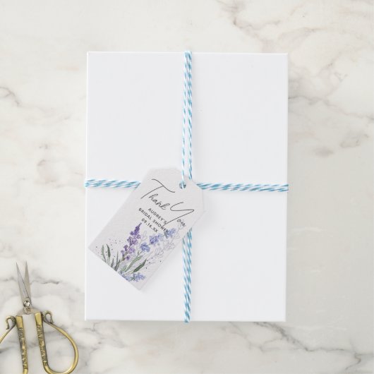 Elegante lavendel dank je bruidsdouche cadeaulabel (Met Touw)