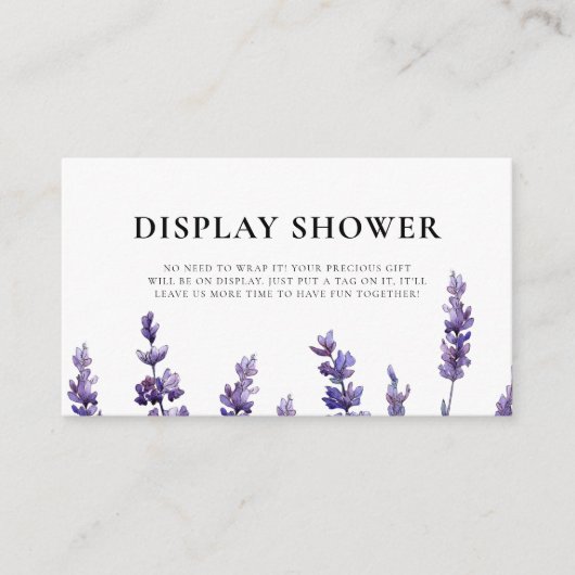 Elegante lavendel Display Douche Informatiekaartje (Voorkant)