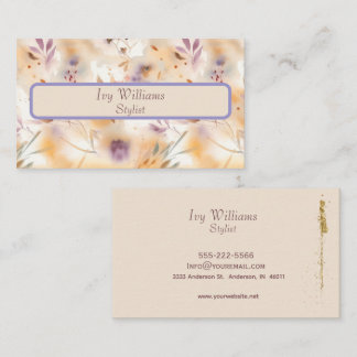 Elegante Lavendel en Crème Minimalist Visitekaartje