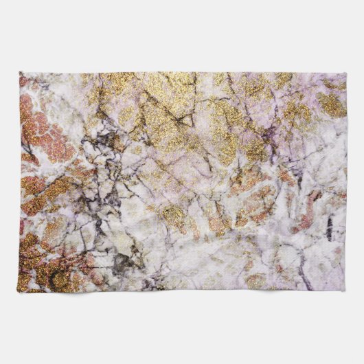 Elegante lavendel en gouden glitter marmer theedoek (Horizontaal)