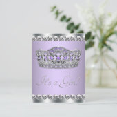 Elegante lavendel en grijs Baby shower Kaart (Staand voorkant)