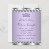 Elegante lavendel en grijs Baby shower Kaart (Achterkant)