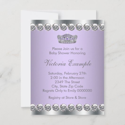 Elegante lavendel en grijs Baby shower Kaart (Achterkant)