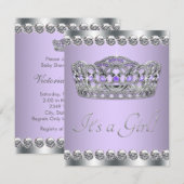 Elegante lavendel en grijs Baby shower Kaart (Voorkant / Achterkant)