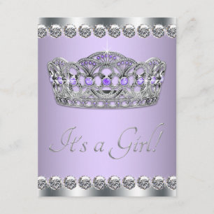 Elegante lavendel en grijs Baby shower Kaart