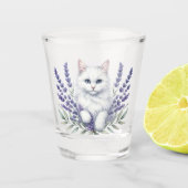 Elegante lavendel en kat shot glas (Voorkant)