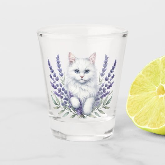 Elegante lavendel en kat shot glas (Voorkant)