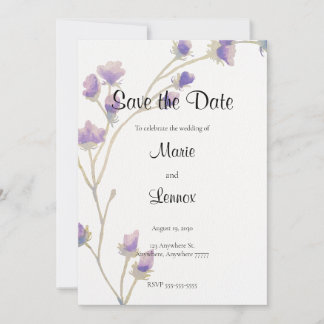 Elegante lavendel- en paarse bloemenslingers 'Save Save The Date