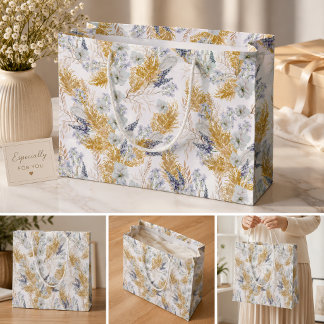 Elegante lavendel- en pampagras waterverf bloemen groot cadeauzakje