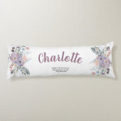 Elegante Lavendel en Perzik Bloemen Lichaamskussen (Achterkant)