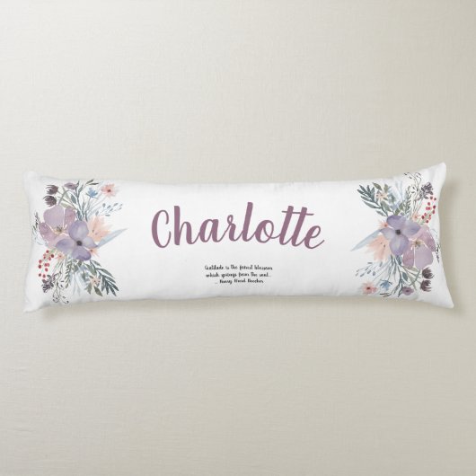 Elegante Lavendel en Perzik Bloemen Lichaamskussen (Achterkant)