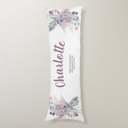 Elegante Lavendel en Perzik Bloemen Lichaamskussen (Voorkant Verticaal)