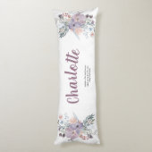 Elegante Lavendel en Perzik Bloemen Lichaamskussen (Achterkant (Verticaal))