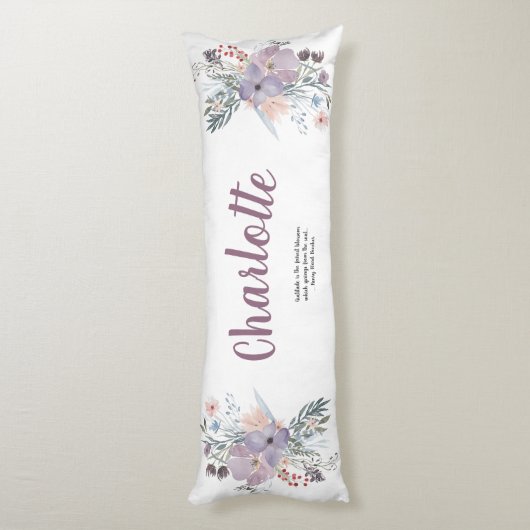 Elegante Lavendel en Perzik Bloemen Lichaamskussen (Achterkant (Verticaal))