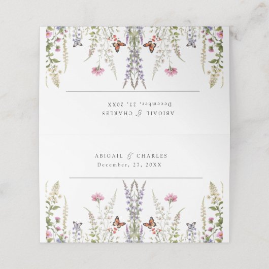 Elegante Lavendel en wilde bloem Plaatskaartje (Buitenkant ongevouwen)