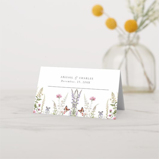 Elegante Lavendel en wilde bloem Plaatskaartje (Voorkant)