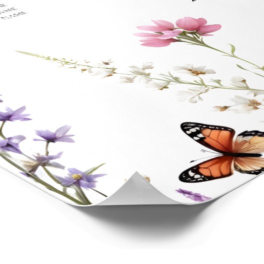 Elegante Lavendel en Wildflower Bloom Zitplaatsen Poster (Hoek)