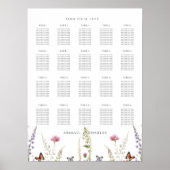 Elegante Lavendel en Wildflower Bloom Zitplaatsen Poster (Voorkant)