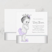 Elegante lavendel en zilveren Baby shower Kaart (Voorkant / Achterkant)