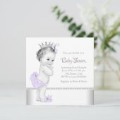 Elegante lavendel en zilveren Baby shower Kaart (Staand voorkant)