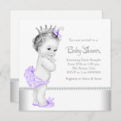 Elegante lavendel en zilveren Baby shower Kaart (Voorkant / Achterkant)