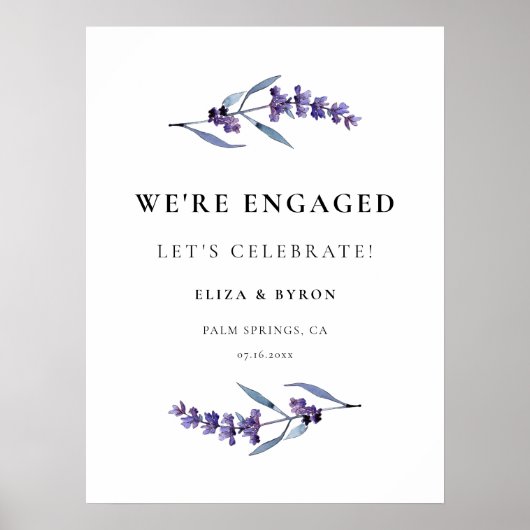 Elegante Lavendel Engagement Party Welkom Poster (Voorkant)