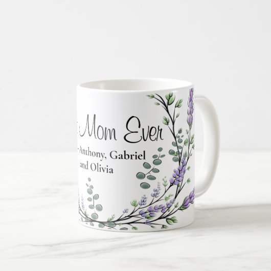 Elegante Lavendel Eucalyptus Beste Moeder Ooit Koffiemok (Voorkant rechts)