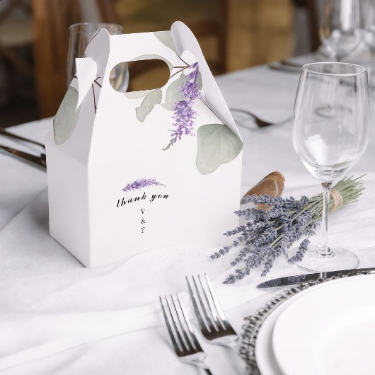 Elegante lavendel eucalyptus bladeren bedankdoosjes
