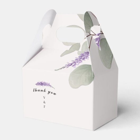 Elegante lavendel Eucalyptus bladeren Bedankdoosjes (Voorkant Zijde)