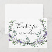 Elegante Lavendel Eucalyptus bruiloft bedankkaart (Voorkant / Achterkant)