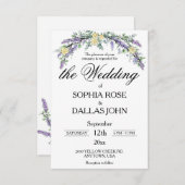 Elegante Lavendel Eucalyptus gele rozen bruiloft Kaart (Voorkant / Achterkant)