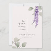 Elegante lavendel Eucalyptus laat de datum bewaren Kaart (Voorkant)