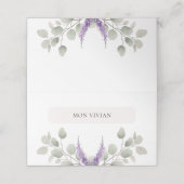 Elegante lavendel Eucalyptus laat naam na Plaatskaartje (Buitenkant ongevouwen)