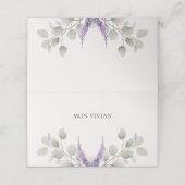 Elegante lavendel Eucalyptus laat naam na Plaatskaartje (Buitenkant ongevouwen)